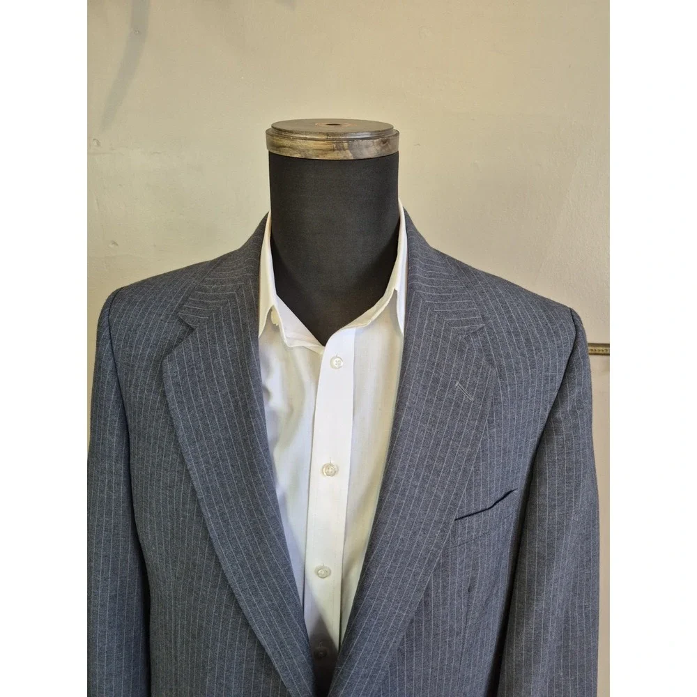 JG Hook Mens Wool Sport Coat 39S Gray Striped 2 Button Blazer USA Vintage